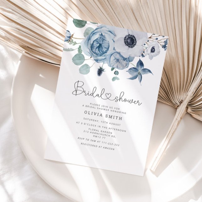 Invitation Douche nuptiale bleu poussiéreux (Créateur téléchargé)