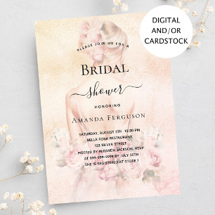 Invitation Douche nuptiale blonde mariée rose or blush