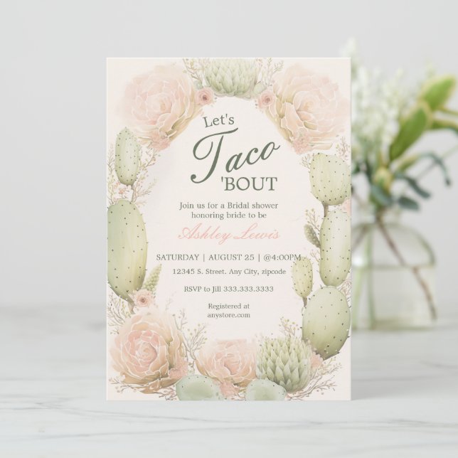 Invitation Douche nuptiale Cactus, douche Fiesta (Debout devant)