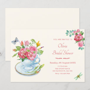 Invitation Douche nuptiale de la tasse de thé florale