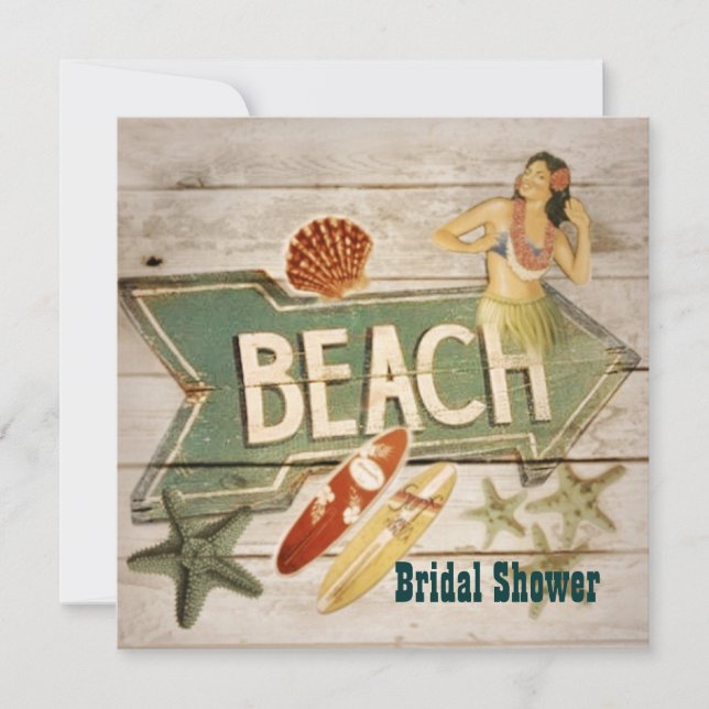 Invitation Douche nuptiale de plage d'Hawaï de fille de danse (Devant)