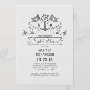 Invitation Douche nuptiale de plage vintage nautique d'ancre