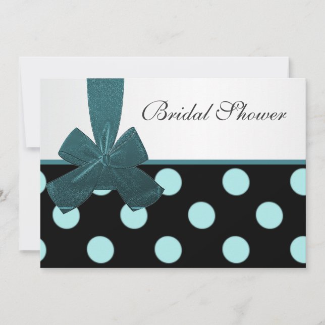Invitation Douche nuptiale de pois noir et turquoise (Devant)