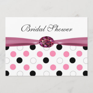 Invitation Douche nuptiale de pois noir, rose, blanc