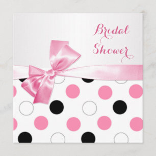 Invitation Douche nuptiale de pois noir, rose, blanc