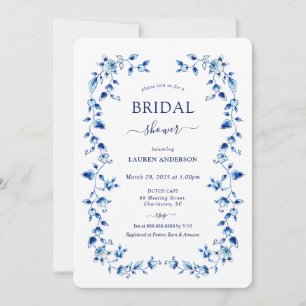 Invitation Douche nuptiale Delft bleu et blanc