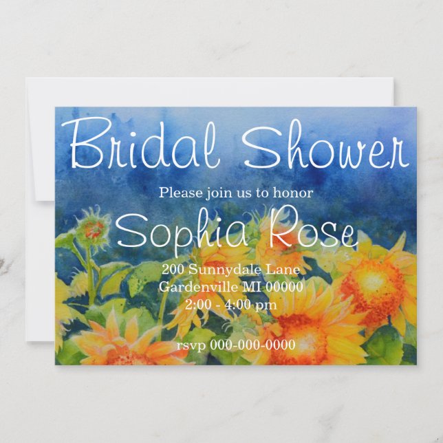 Invitation Douche nuptiale des champs de tournesol aquarelle (Devant)