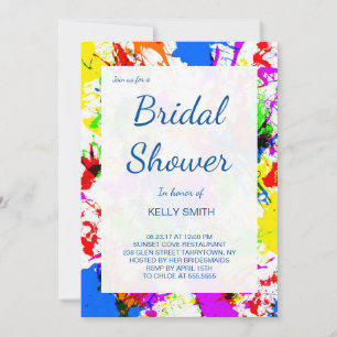 Invitation Douche nuptiale design de peinture éclatante color