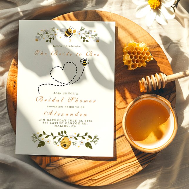Invitation Douche nuptiale du coeur d'abeille mignonne (Créateur téléchargé)