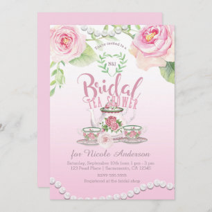 Invitation Douche nuptiale élégante rose de thé de roses et