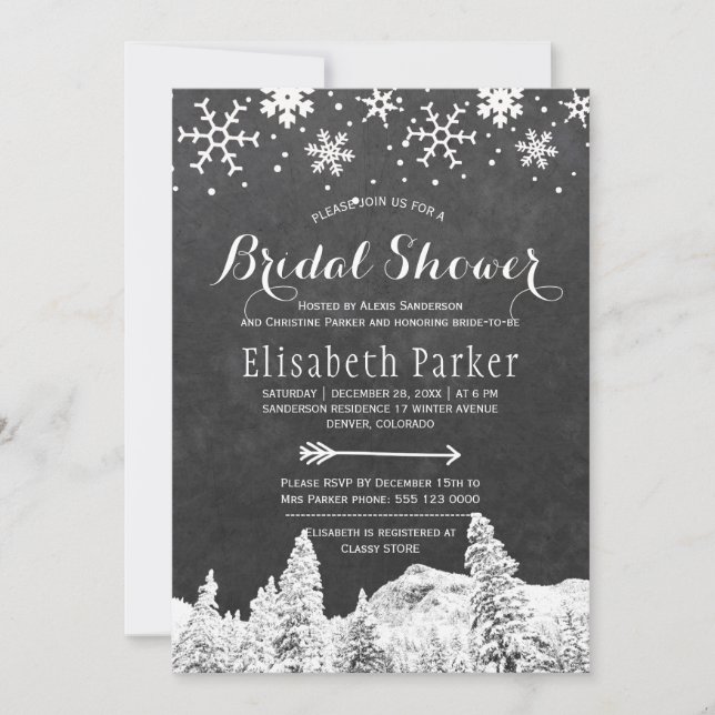 Invitation Douche nuptiale en damier d'hiver (Devant)