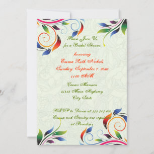 Invitation Douche nuptiale en feuille de défilement colorée