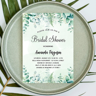 Invitation Douche nuptiale eucalyptus bois luxe