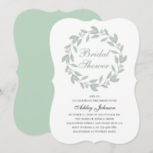 Invitation Douche nuptiale feuillue. Calligraphie botanique