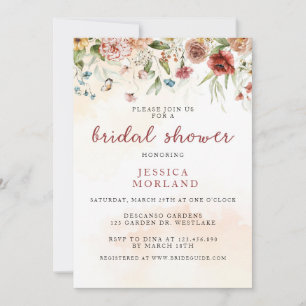 Invitation Douche nuptiale fleur sauvage, Ressort floral, 