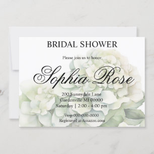 Invitation Douche nuptiale fleurie d'aquarelle blanche