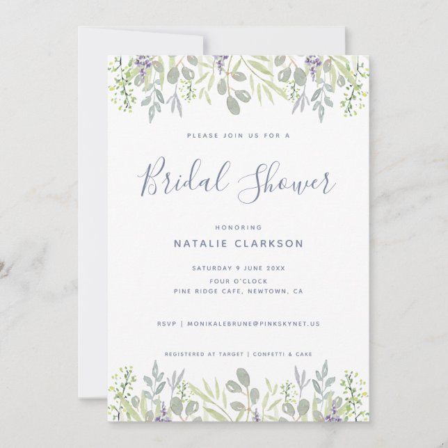 Invitation Douche nuptiale fleurie moderne (Devant)