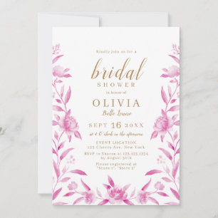 Invitation Douche nuptiale fleurie rose et or