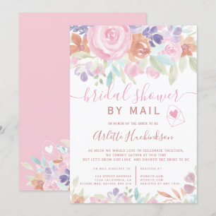 Invitation Douche nuptiale florale pastel par la poste