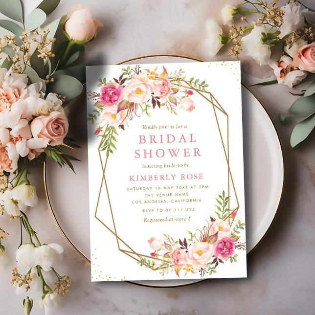 Invitation douche nuptiale géométrique florale (Créateur téléchargé)