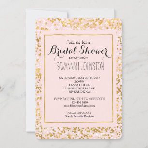 Invitation Douche nuptiale Gold White Pink Confetti