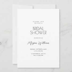 Invitation Douche nuptiale minimaliste blanche simple