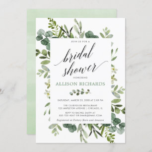 Invitation Douche nuptiale moderne à eucalyptus vert