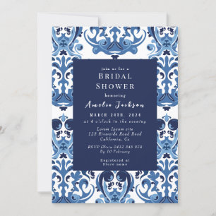 Invitation Douche nuptiale motif de la chinoiserie bleue