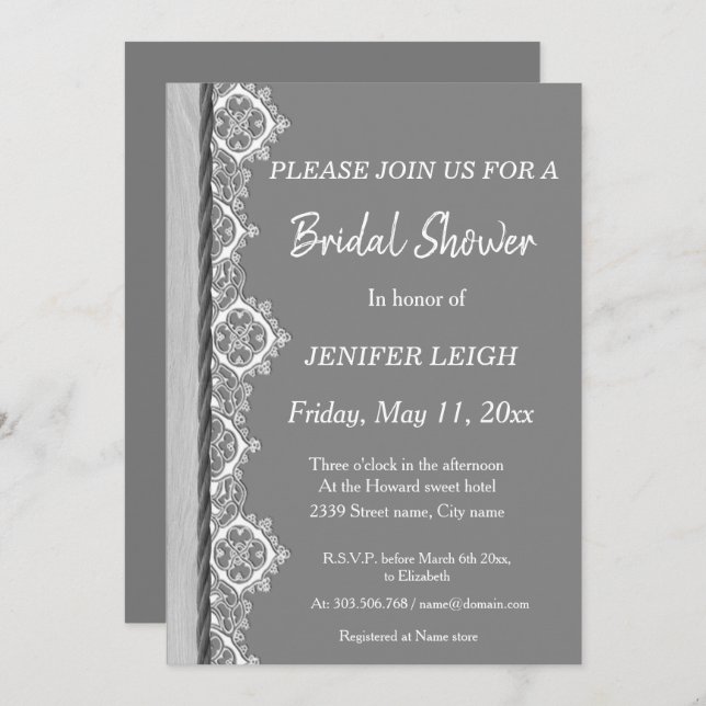 Invitation Douche nuptiale noire et blanche (Devant / Derrière)