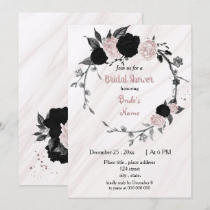 Invitation Douche nuptiale noire et rose douce