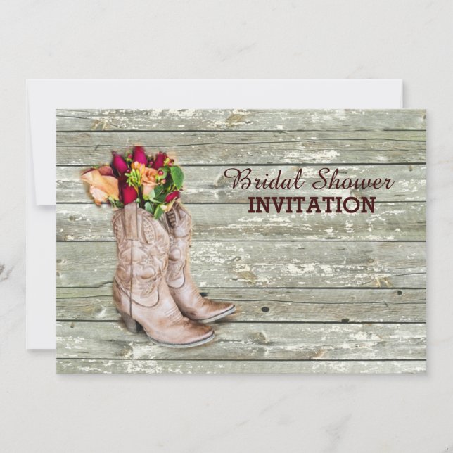 Invitation douche nuptiale occidentale en bois de bottes de (Devant)
