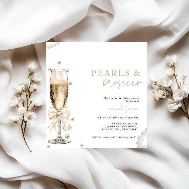 Invitation Douche nuptiale Pearl & Prosecco (Créateur téléchargé)
