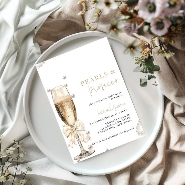 Invitation Douche nuptiale Pearl & Prosecco (Créateur téléchargé)