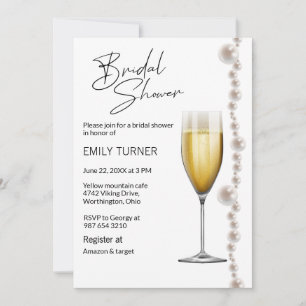 Invitation Douche nuptiale perles et champagne