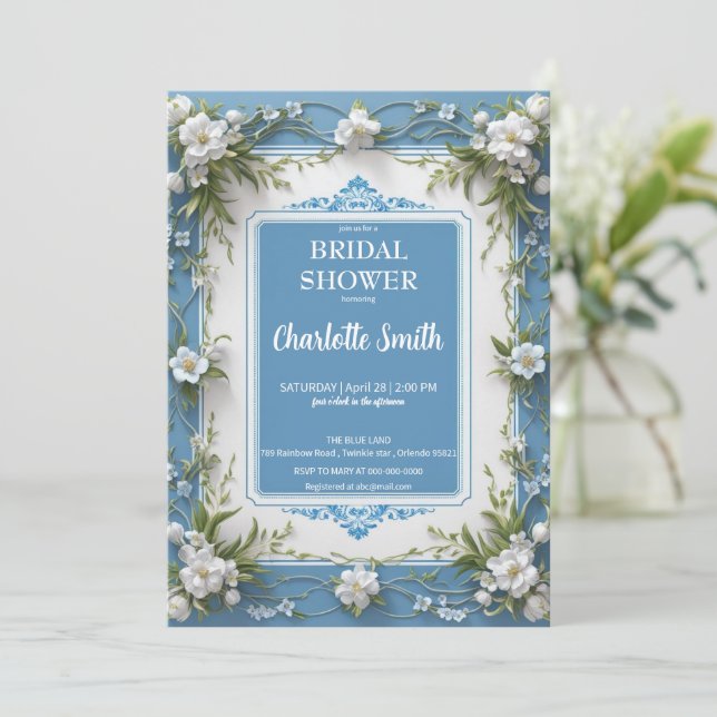 Invitation Douche nuptiale porcelaine à la mode moderne (Debout devant)