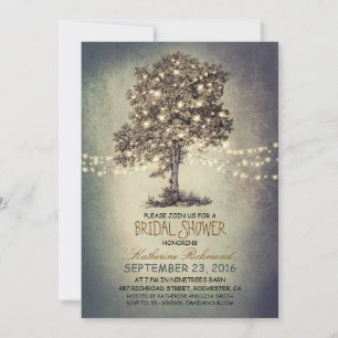 Invitation Douche nuptiale pour arbre rustique et lumières à 