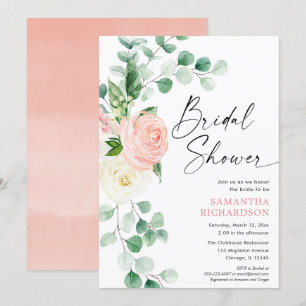 Invitation Douche nuptiale printanière rose verdoyante et flo