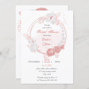 Invitation douche nuptiale rose & blanc à fleurs