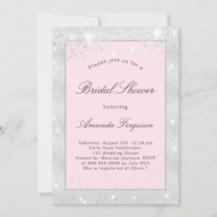 Invitation Douche nuptiale rose brillant parties scintillant 
