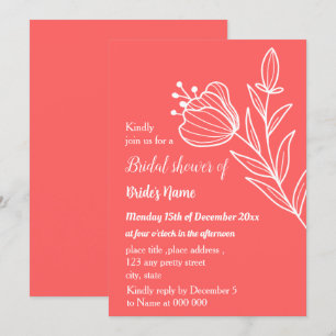 Invitation Douche nuptiale rose corail simple