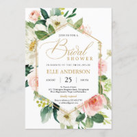 Douche nuptiale rose floral et or géométrique