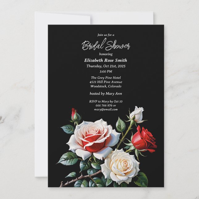 Invitation Douche nuptiale rose pâle rose rose rose roses (Devant)