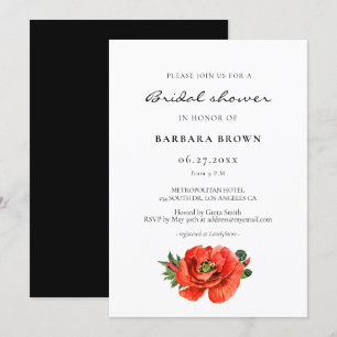Invitation Douche nuptiale rouge pavot