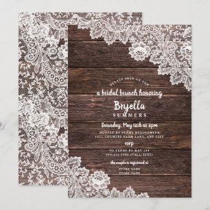 Invitation Douche nuptiale Rustic Lace et Wood