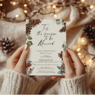Invitation Douche nuptiale Rustique Pinecones de Noël