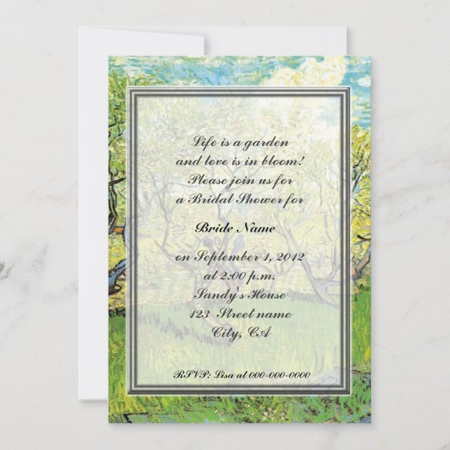 Invitation douche nuptiale, van Gogh, verger en Blossom (Devant)