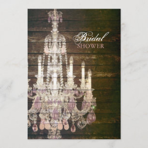 Invitation Douche nuptiale Vintage en lustre de bois de la gr