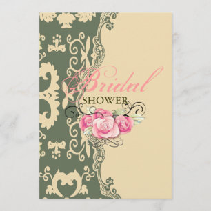 Invitation douche nuptiale vintage sage de pays occidental de