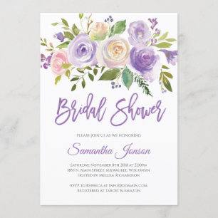 Invitation Douche nuptiale violette et rose fleurie