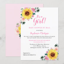 Douche Par Courrier C'Est Une Fille Tournesol Rose